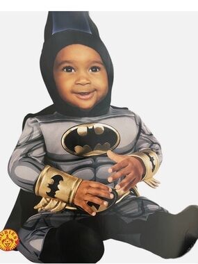 Baby Batman Gray and Gold Costume with Hooded Cowl 0-6 months